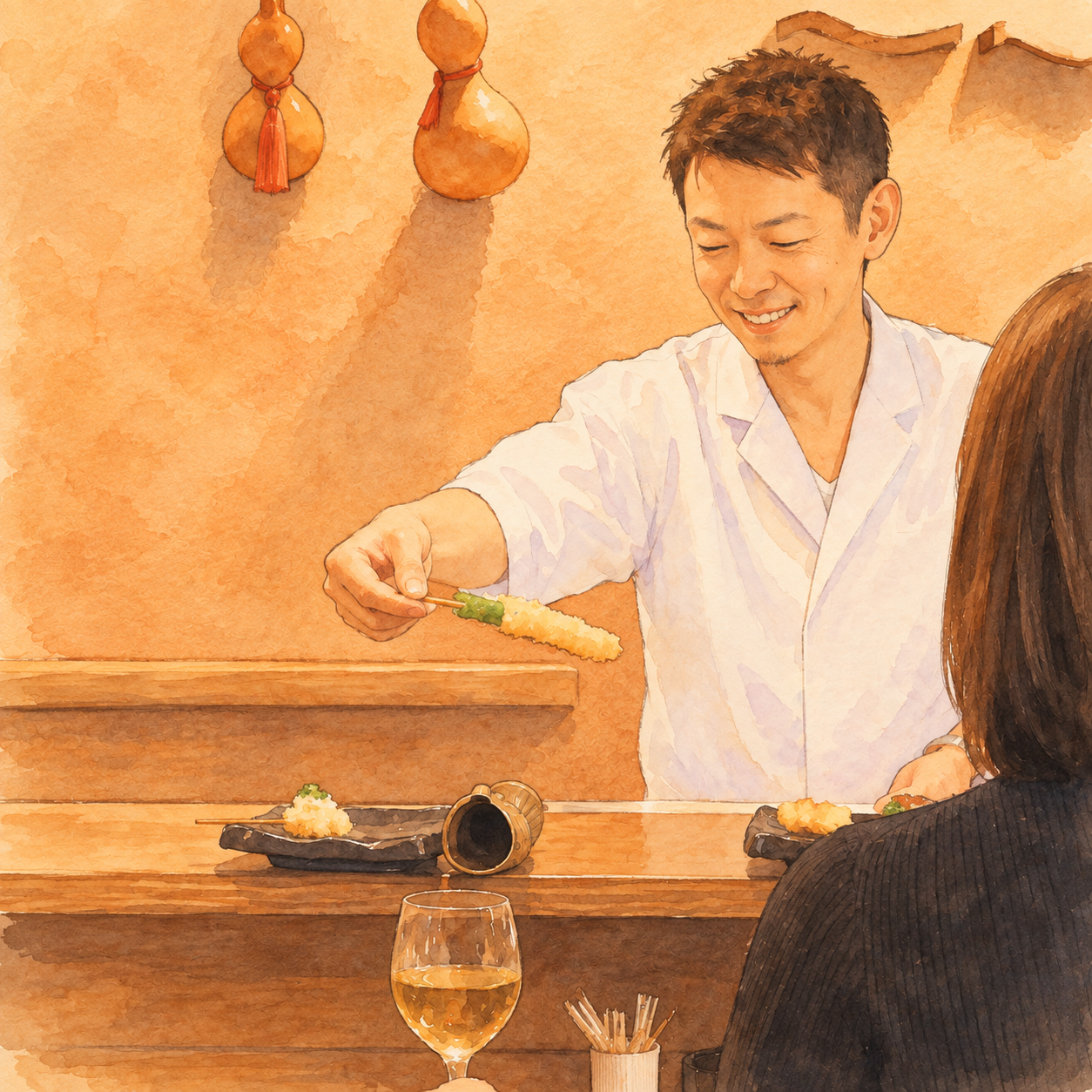 串揚げの調理風景